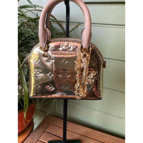 Women's Michael Kors Dome Satchel Small Gold - Picture 1 of 6